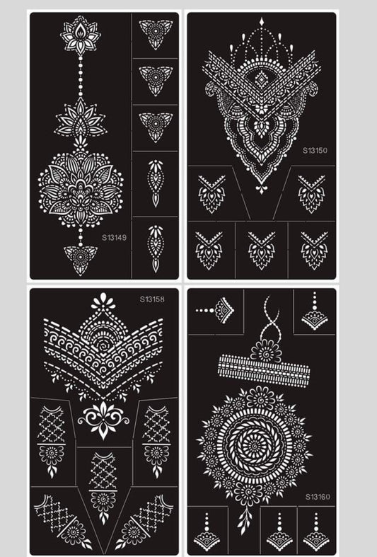 4Pcs Henna Stencils