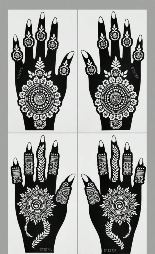 4 sheets Henna Stencils