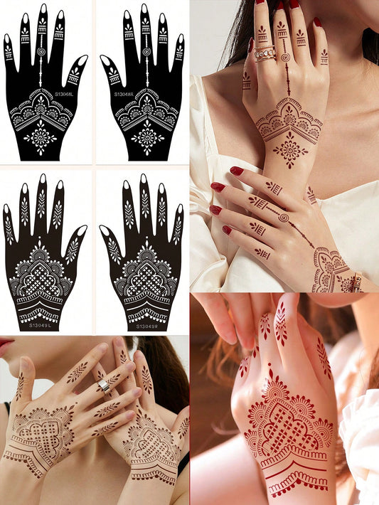 4Pcs Henna Stencils