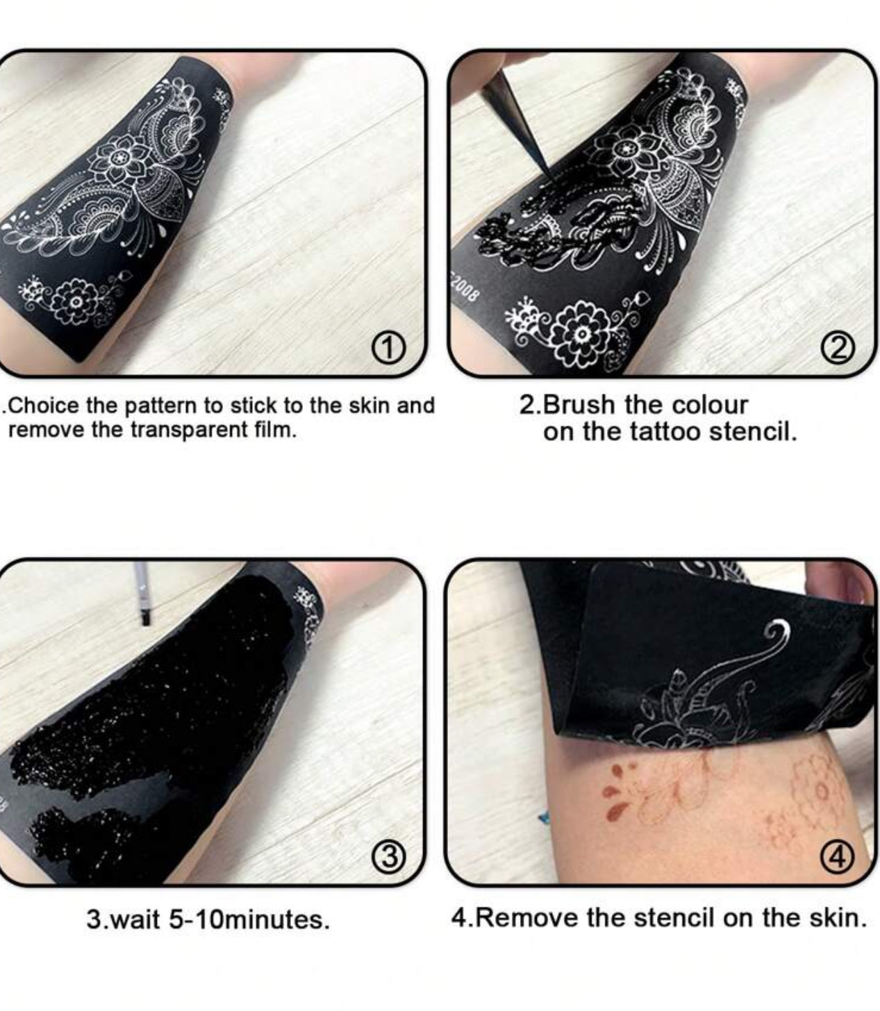 4Pcs Henna Stencils