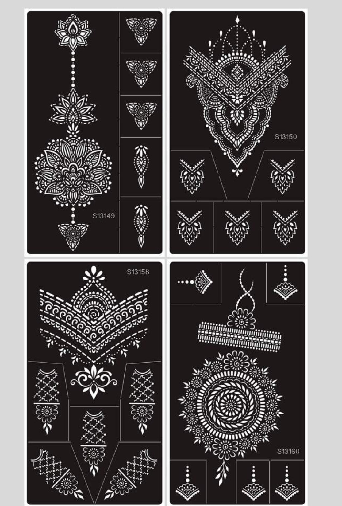 4Pcs Henna Stencils