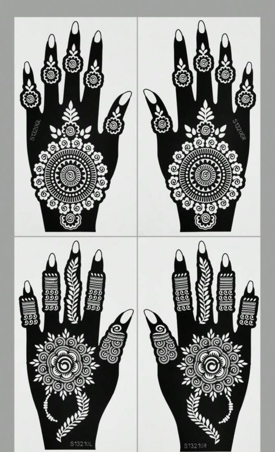 4 sheets Henna Stencils